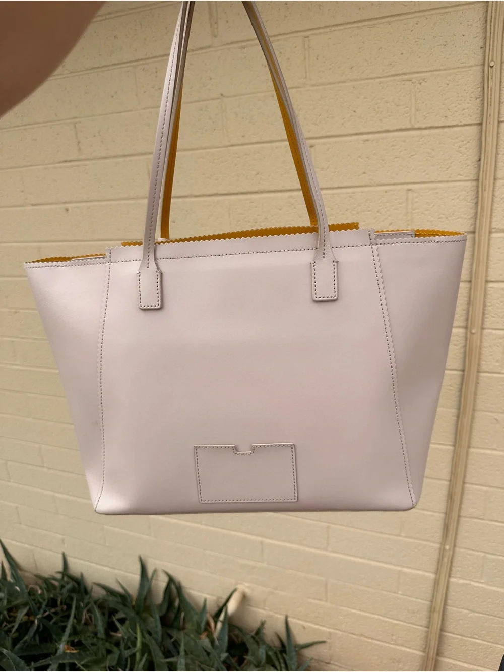 kate spade pale pink tote with yellow interior